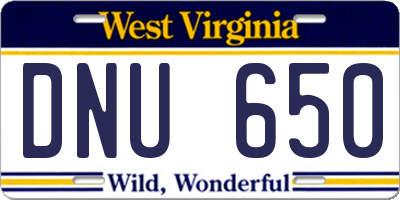 WV license plate DNU650