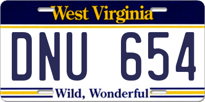 WV license plate DNU654
