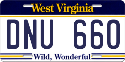 WV license plate DNU660