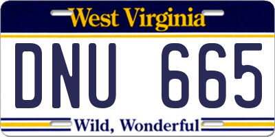 WV license plate DNU665