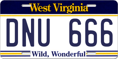 WV license plate DNU666