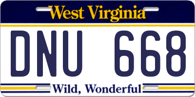 WV license plate DNU668