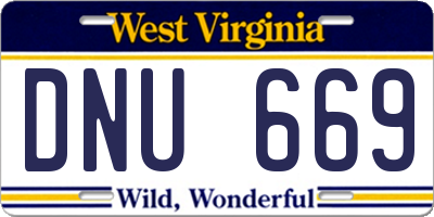 WV license plate DNU669