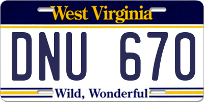 WV license plate DNU670