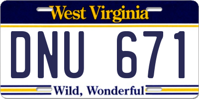 WV license plate DNU671