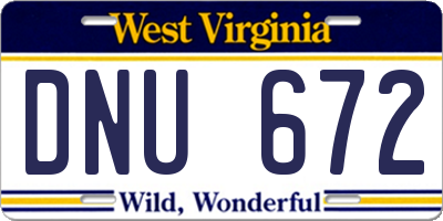 WV license plate DNU672
