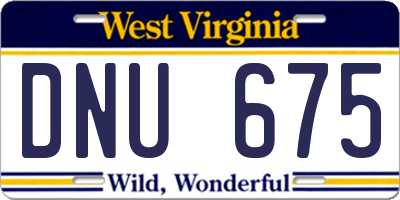 WV license plate DNU675
