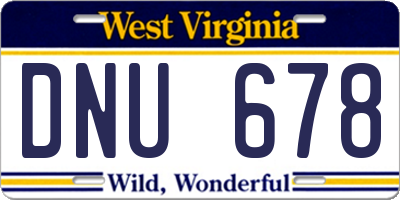 WV license plate DNU678