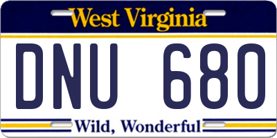 WV license plate DNU680