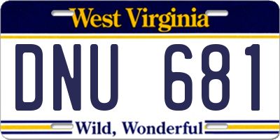 WV license plate DNU681