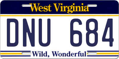 WV license plate DNU684
