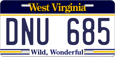 WV license plate DNU685
