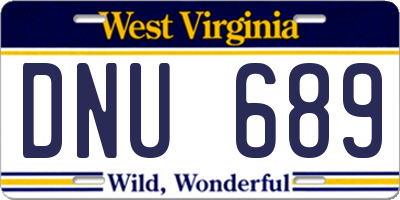 WV license plate DNU689