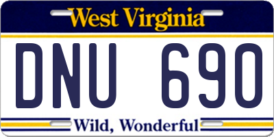 WV license plate DNU690