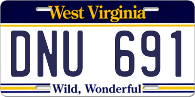 WV license plate DNU691