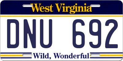 WV license plate DNU692