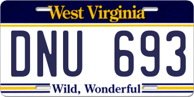 WV license plate DNU693