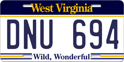 WV license plate DNU694
