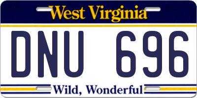 WV license plate DNU696