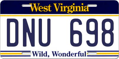 WV license plate DNU698