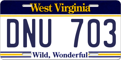 WV license plate DNU703