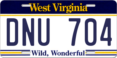 WV license plate DNU704