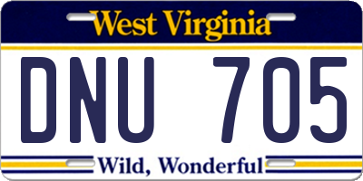WV license plate DNU705