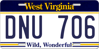 WV license plate DNU706