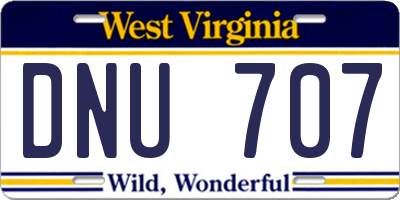 WV license plate DNU707