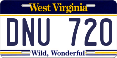 WV license plate DNU720