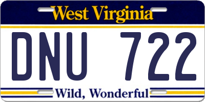 WV license plate DNU722