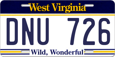 WV license plate DNU726