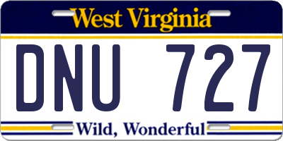 WV license plate DNU727