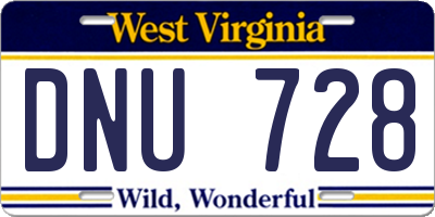 WV license plate DNU728