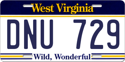 WV license plate DNU729