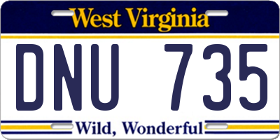 WV license plate DNU735