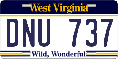 WV license plate DNU737
