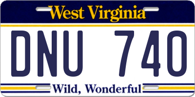WV license plate DNU740