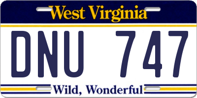 WV license plate DNU747