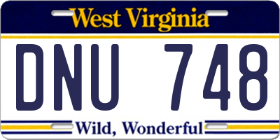 WV license plate DNU748