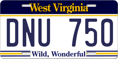 WV license plate DNU750