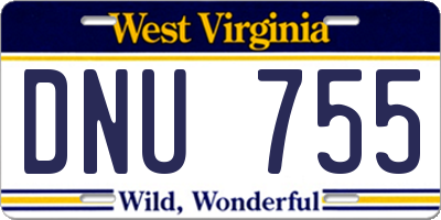 WV license plate DNU755