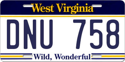 WV license plate DNU758