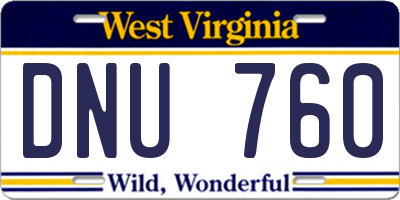 WV license plate DNU760