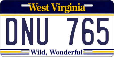 WV license plate DNU765