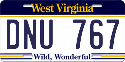 WV license plate DNU767
