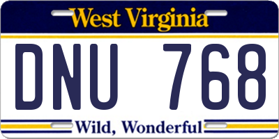 WV license plate DNU768