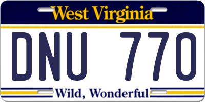 WV license plate DNU770