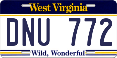 WV license plate DNU772