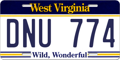 WV license plate DNU774